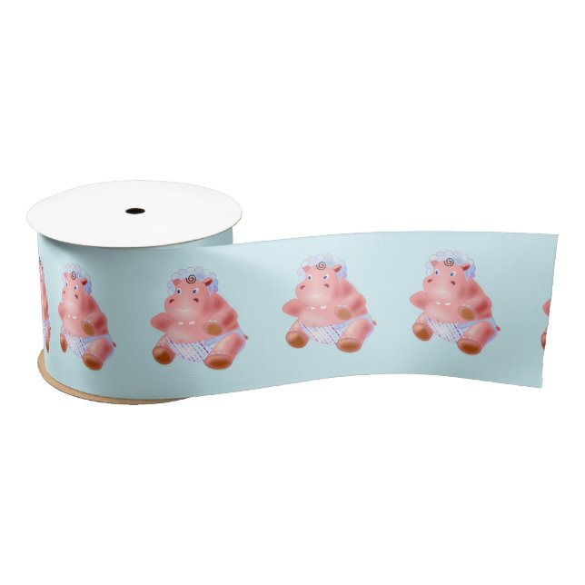 Babby Hippo Satin Ribbon Cartoon (Spool)