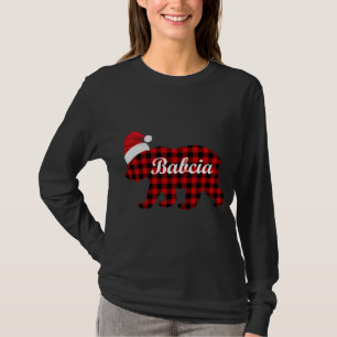 Babcia Plaid Bear Matching Family Christmas Pajama T-Shirt