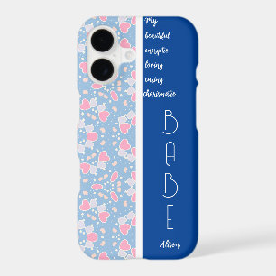 BABE Blue Hearts Pattern Editable