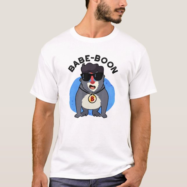 Babe-boon Funny Animal Monkey Baboon Pun  T-Shirt (Front)