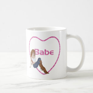 Babe Glitter Heart Candy Redhead Girl Design Coffee Mug