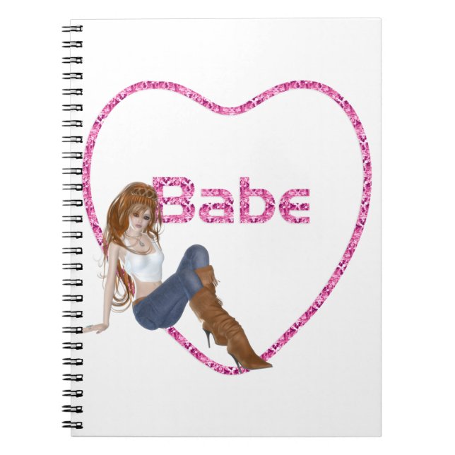 Babe Glitter Heart Candy Redhead Girl Design Notebook (Front)