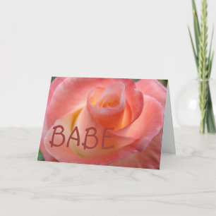 BABE greeting cards Pink Rose Flower Valentine's