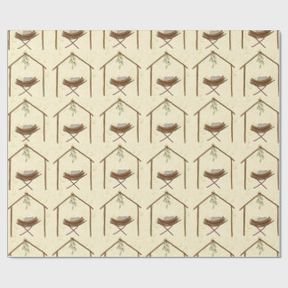 Babe in a manger Christmas wrap Wrapping Paper