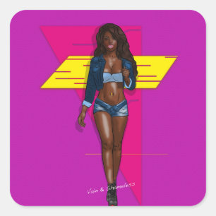 Babe in blue jeans square sticker