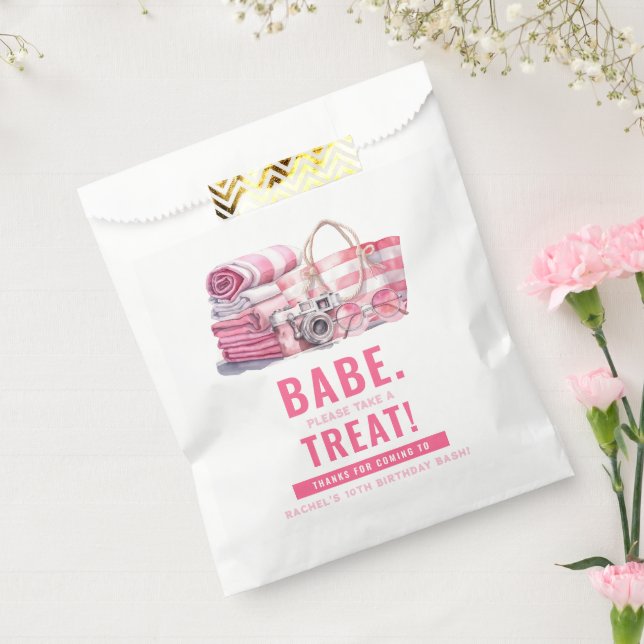 BABE.. Pink Pool Girl Birthday Thank You Favour Bag (Sealed)