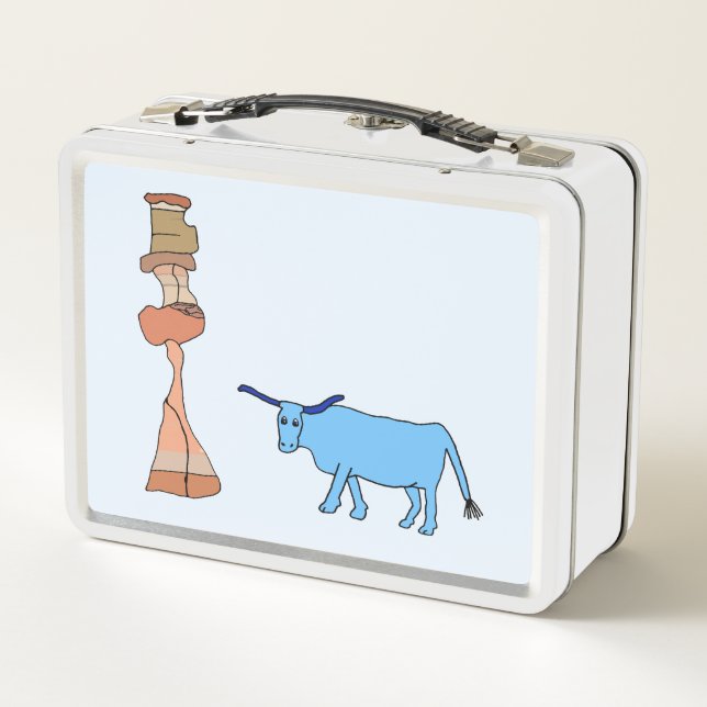 Babe with the Tower of Hoodoos sign Metal Lunch Box (Back)