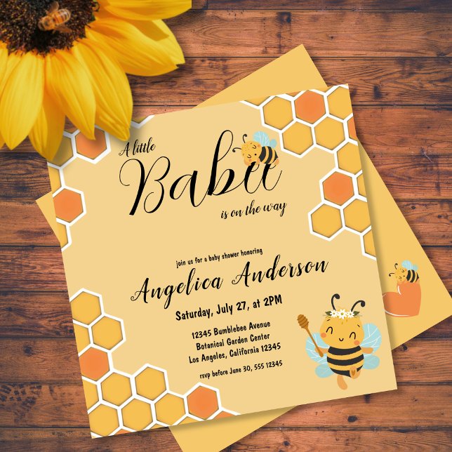 "Babee on the way" orange honeycomb Baby Shower  Invitation (Creator Uploaded)