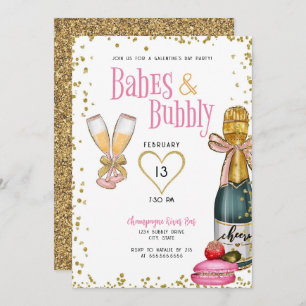 Babes and Bubbly Champagne Galentine's Day Party Invitation