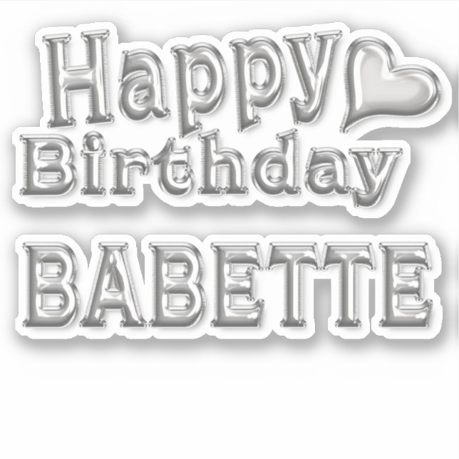 Babette Happy Birthday silver sticker sticker (Front)