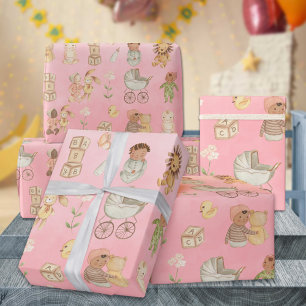 Babies & Animals International Pink Wrapping Paper