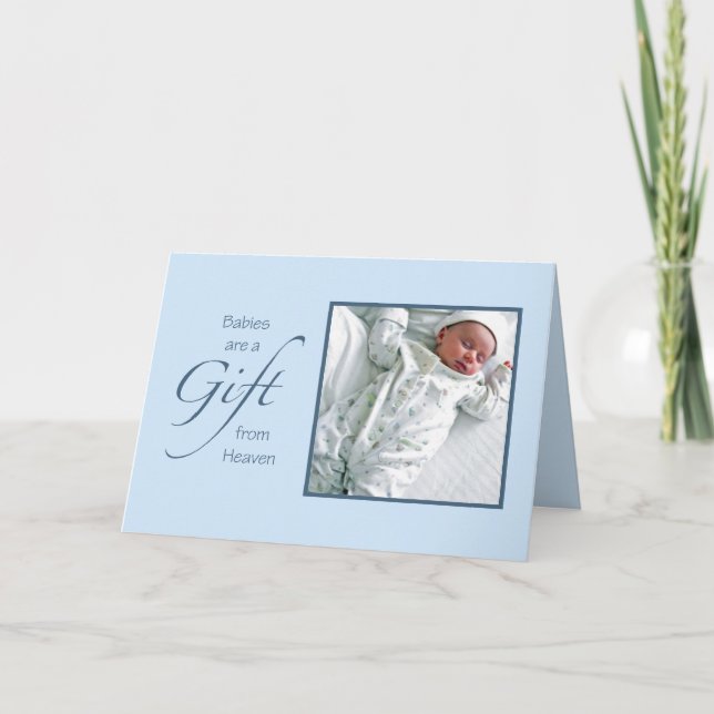 Babies are a Gift Blue Photo Template (Front)