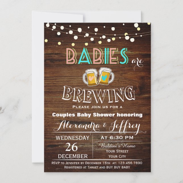 Babies Are Brewing Baby Shower Invitation (Front)