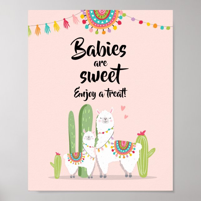 Babies are Sweet Fiesta Llama Baby Shower Sign (Front)