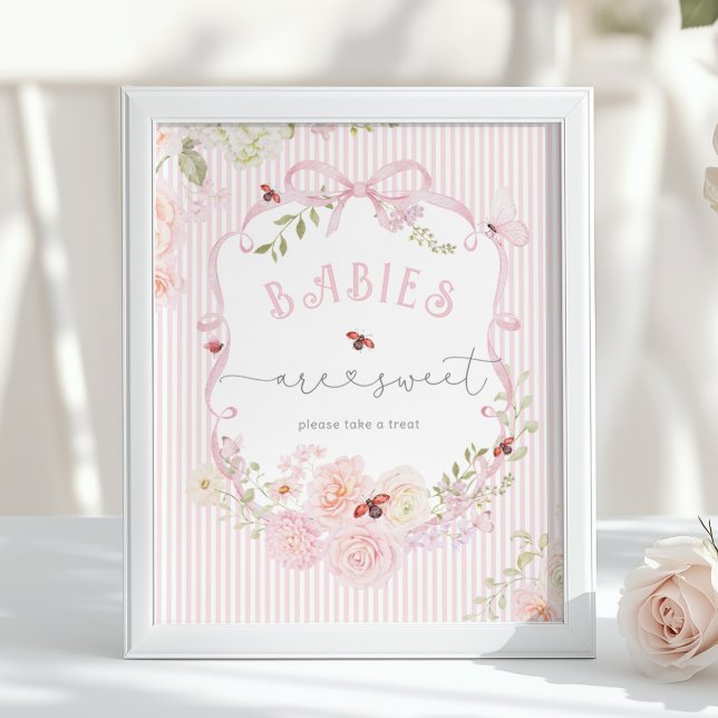 Babies are Sweet Love Bug Wildflower Baby Shower Poster (Creator Uploaded)