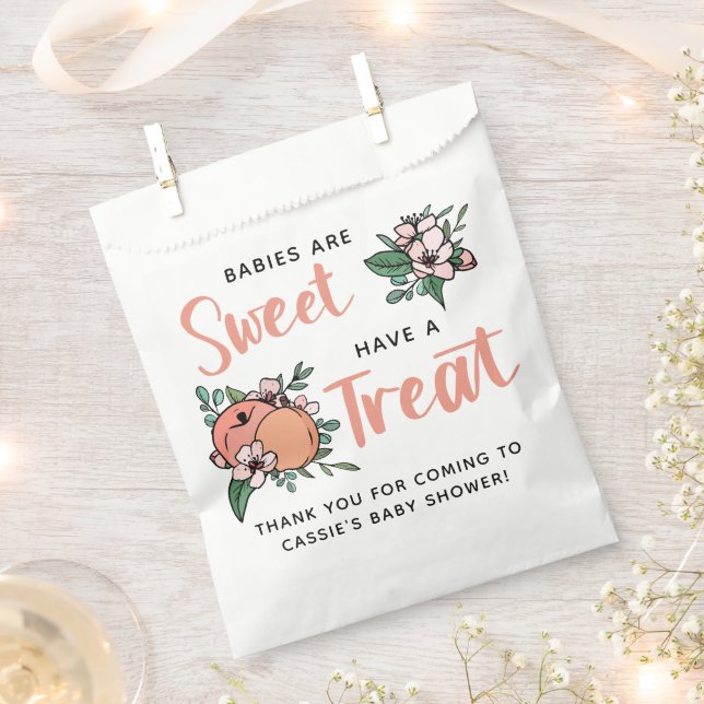 Babies Are Sweet Peaches Baby Shower Thank You Favour Bag (Clipped)