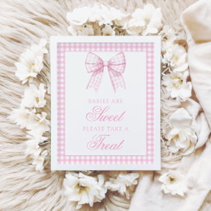 Babies Are Sweet Pink Bow Baby Girl Shower Sign