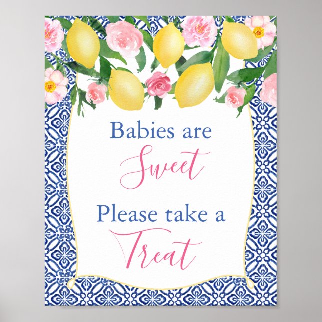 Babies Are Sweet Please Take A Treat Lemons Shower Poster (Front)