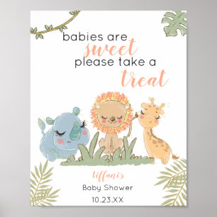 Babies are Sweet Please Take a Treat Safari Animal Poster