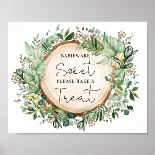 Babies are Sweet Rustic Greenery Baby Shower Favou Poster
