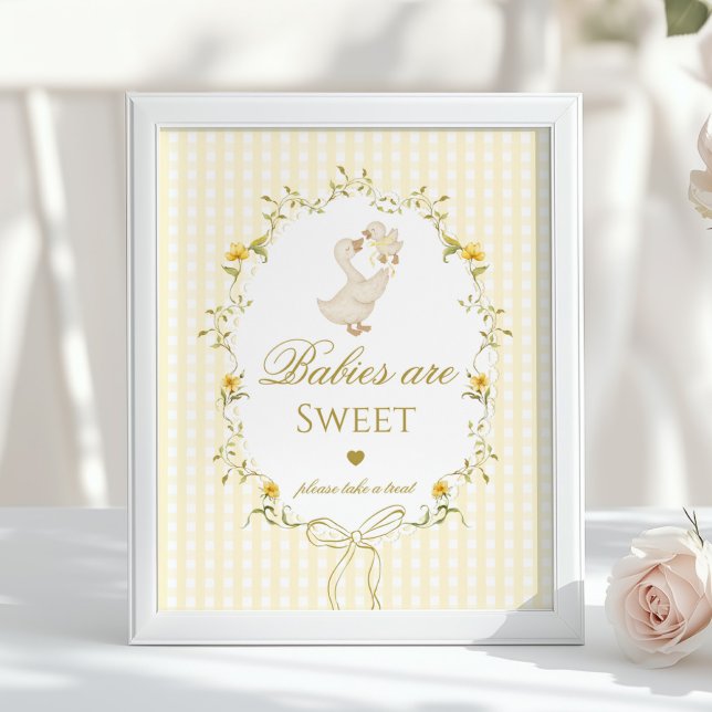 Babies are sweet Silly Goose yellow gingham Poster (Creator Uploaded)