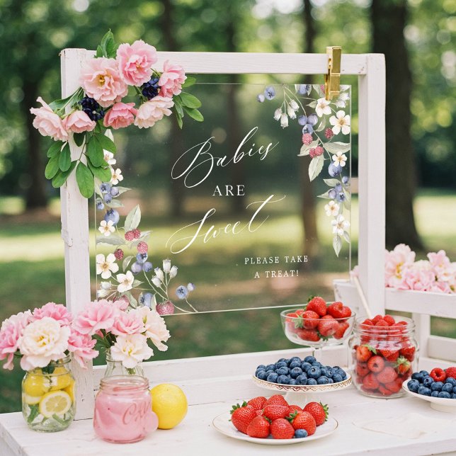 Babies Are Sweet Take A Treat Berries & Flowers Acrylic Sign (Babies Are Sweet Take A Treat Berries & Flowers Acrylic Sign)