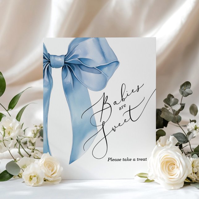 Babies are sweet take a treat blue Bow baby shower Poster (Creator Uploaded)
