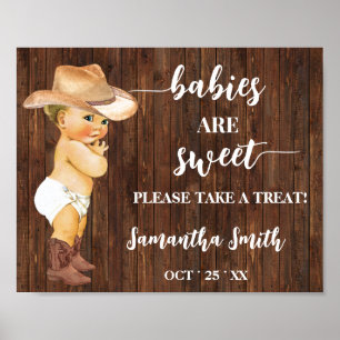 Babies are Sweet take a treat Cowboy Baby Shower Poster