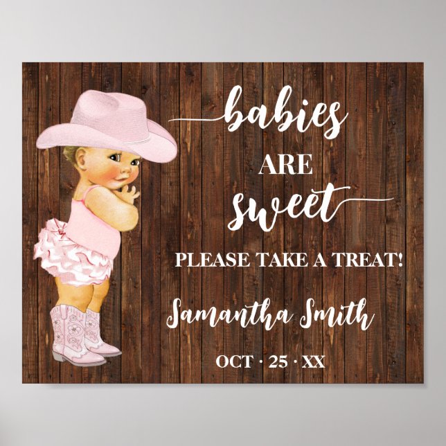 Babies are Sweet take a treat Cowgirl Baby Shower Poster (Front)