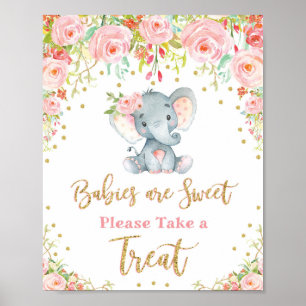 Babies Are Sweet Take a Treat Elephant Shower Sign