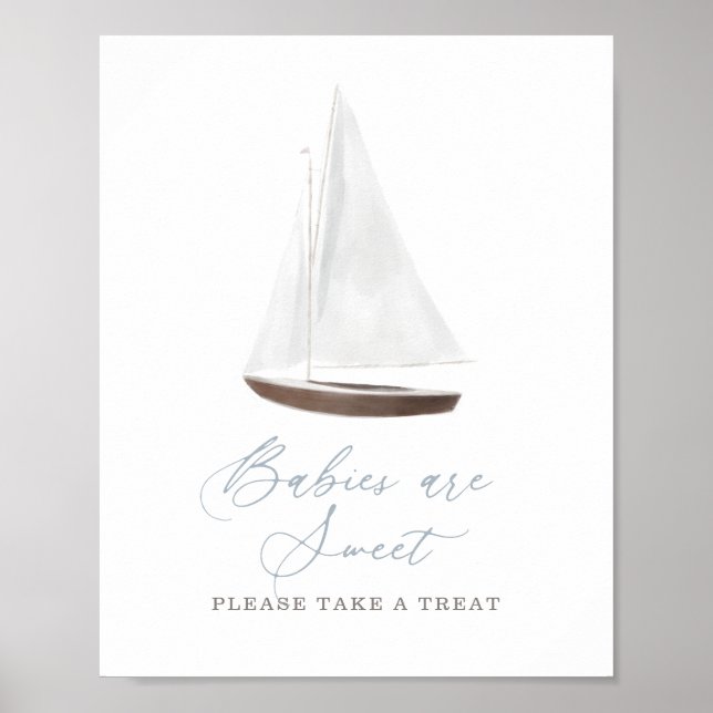 Babies Are Sweet Take a Treat Nautical Baby Shower Poster (Front)