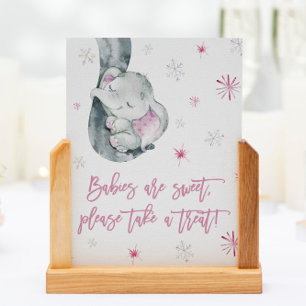 Babies Are Sweet Take A Treat Pink Elephant Favour Poster