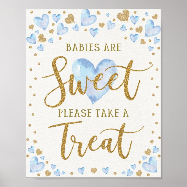 Babies are Sweet Take a Treat Pink Silver Hearts Poster (Front)
