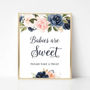 Babies are Sweet Take a Treat Sign Navy & Blush