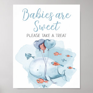 Babies Are Sweet Take a Treat Whale Baby Shower Poster