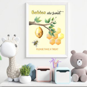 Babies are sweet take a treat yellow poster