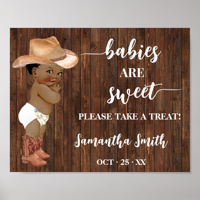 Babies are Sweet Take Treat AA Cowboy Baby Shower Poster (Front)