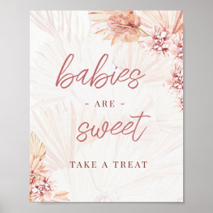 Babies Are Sweet Take Treat Boho Beige Baby Shower Poster