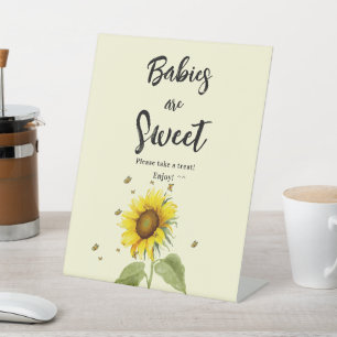 Babies Are Sweet Watercolor Sunflower & Butterfly Pedestal Sign