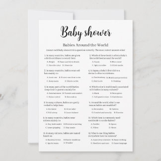 Babies Around the World Baby Shower Game, Invitation