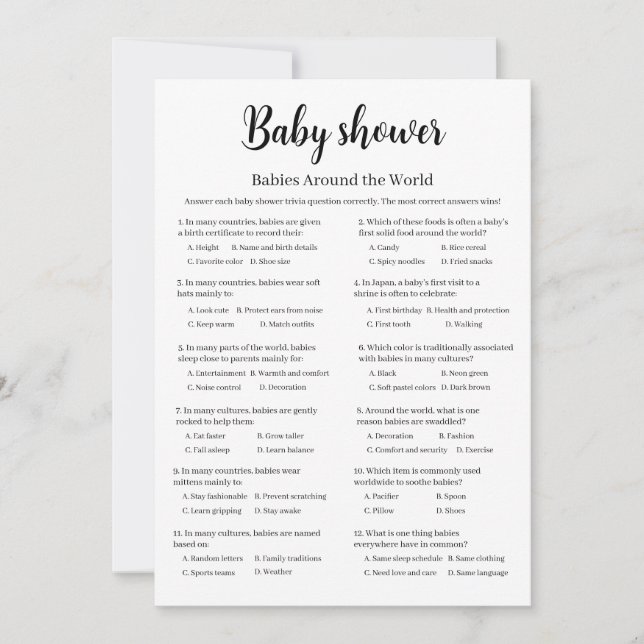 Babies Around the World Baby Shower Game, Invitation (Front)