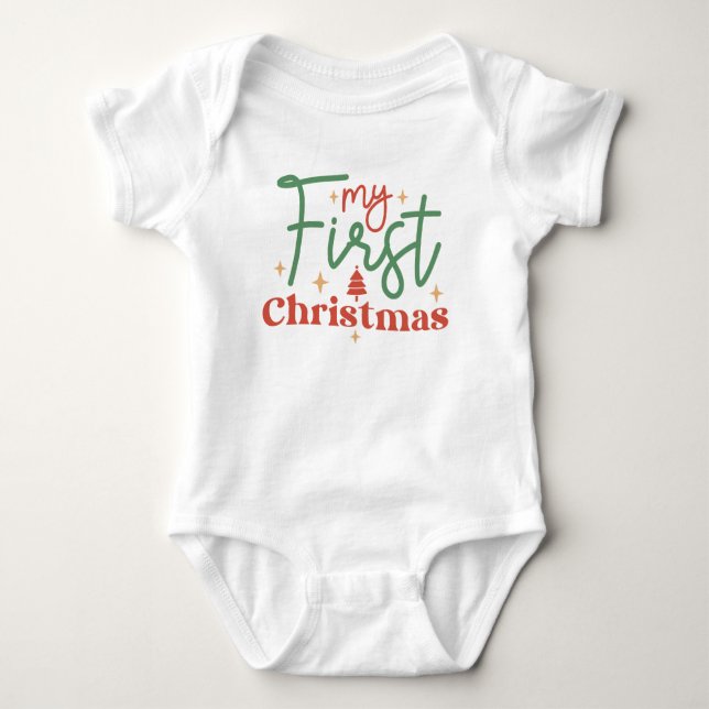 Babies Baby First 1st Christmas Gift for New baby Bodysuit (Front)