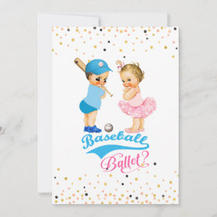 Babies Baseball Or Ballet Gender Reveal Invitation