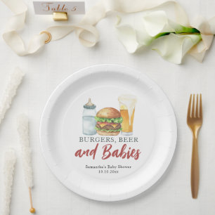 Babies, Burgers and Beer Baby shower Paper Plate
