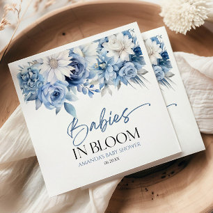 Babies In Bloom Dusty Blue Floral Baby Shower Napkin