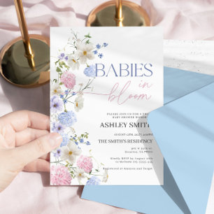 Babies in Bloom Invitation Twin Baby Shower