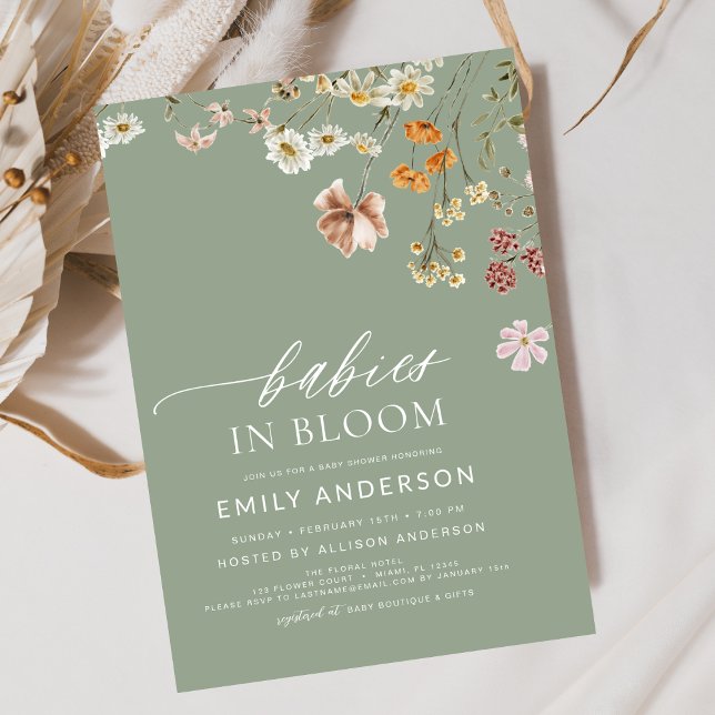 Babies in Bloom Wildflower Twins Baby Shower  Invitation (Creator Uploaded)