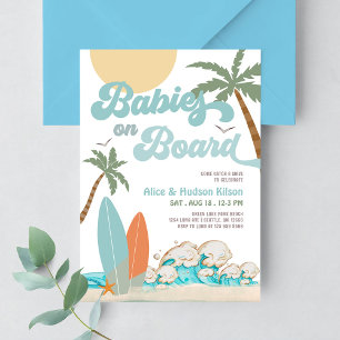 Babies on Board Sprinkle Surf Surfing Baby Shower  Invitation