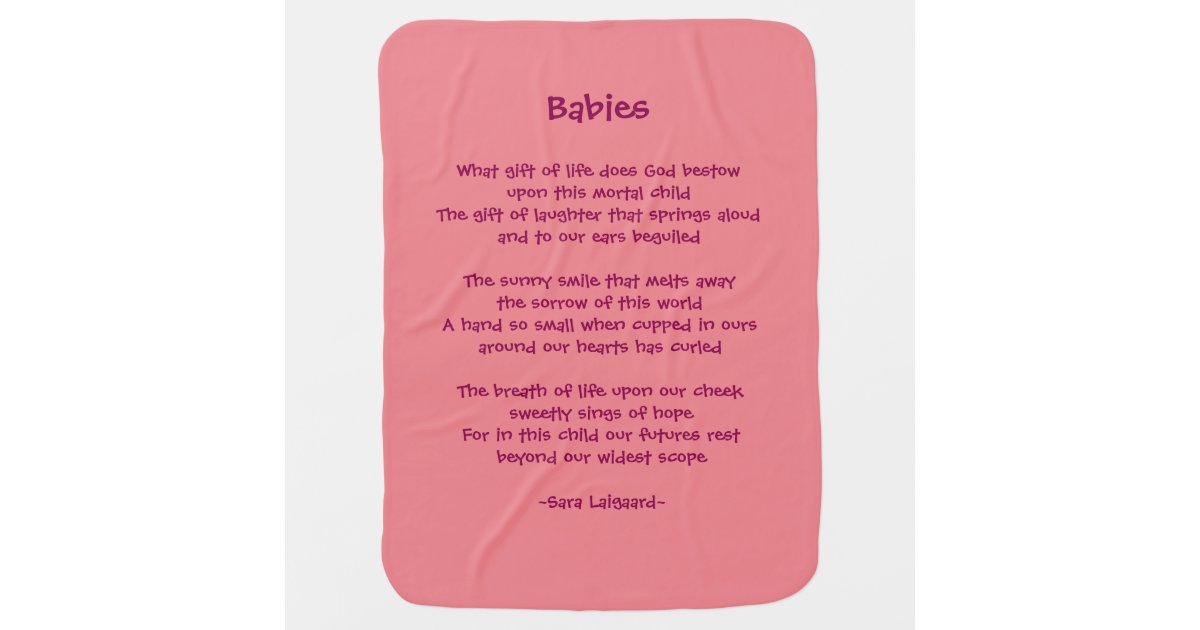 Babies poem baby blanket Zazzle