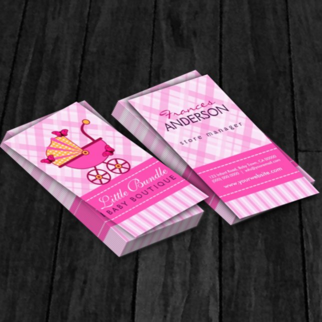 Babies Store Baby Shop Boutique Pink Stroller Business Card (Creator Uploaded)